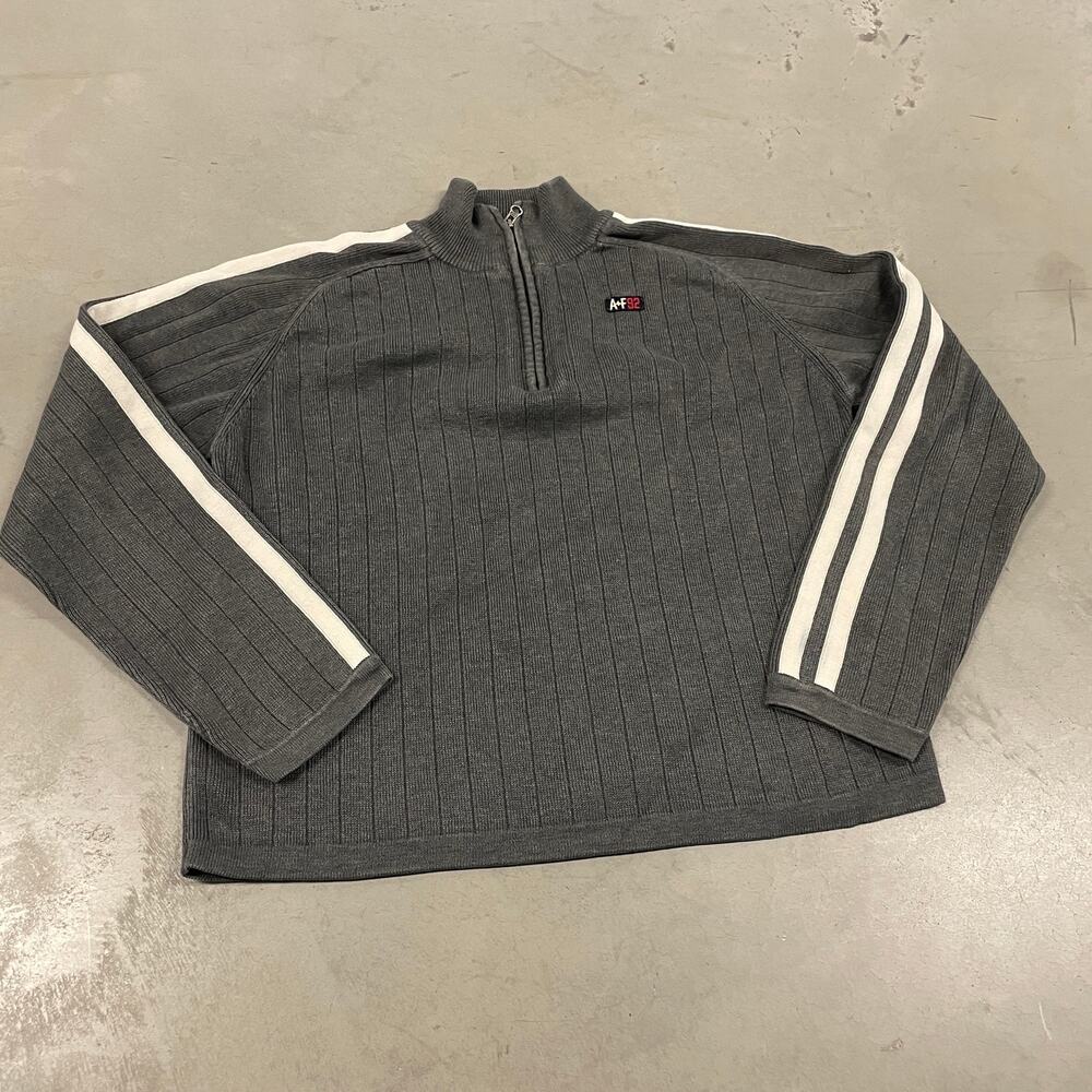 Y2K striped Abercrombie ribbed quarter zip sweater